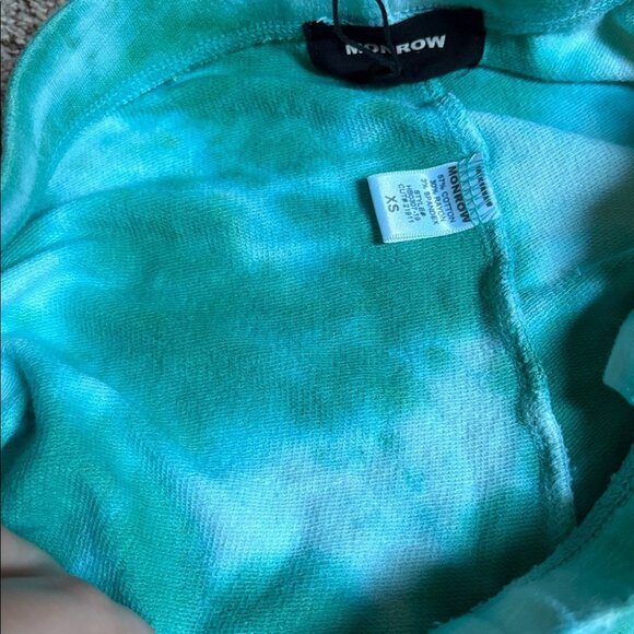 NEW Monrow Supersoft Tie-Dye Green Blue White High-Rise Jogger Lounge Pants XS - Picture 8 of 8